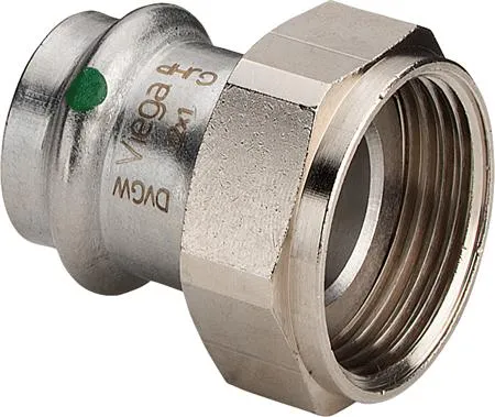 VIEGA Inox forskruning ¾x15mm Inox, rustfri stål, muffe/muffe, SC-Contur, kort