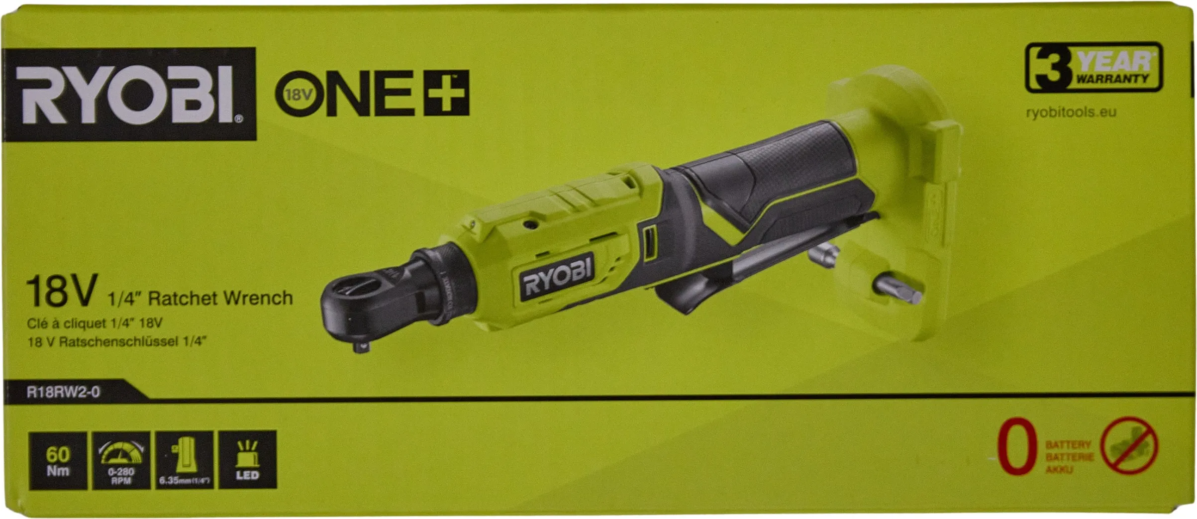 Ryobi R18RW2-0 Skrallenøkkel 1/4 18V - SOLO