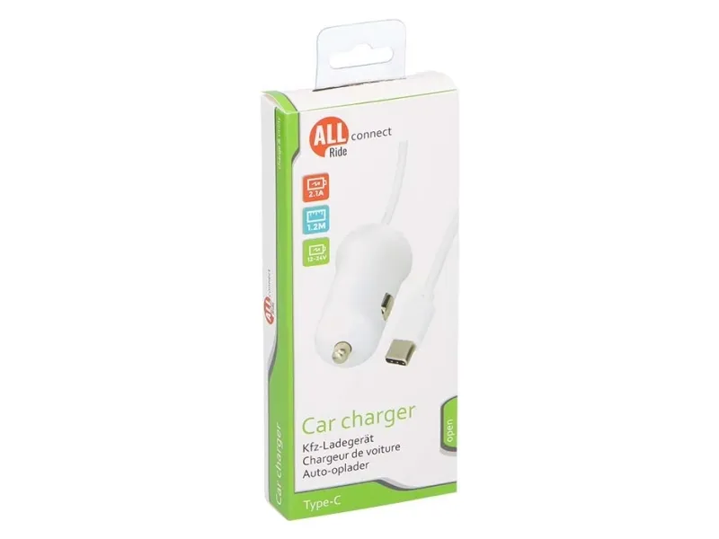 Allride Connect 2,0 cigarettænder oplader, USB-C, 2,1A,