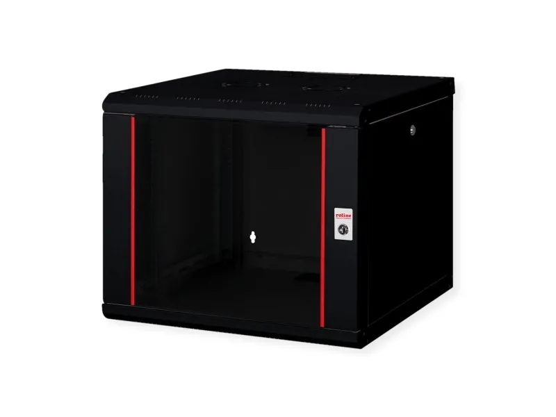 ROLINE 26.21.0173, Veggmonterbar hylle, 9U, Nøkkellås, Rack skinner, 12,2 kg, Sort