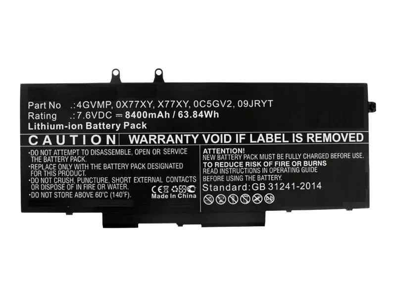 CoreParts - Batteri til bærbar PC (tilsvarer: Dell N35WM, Dell 451-BCNX, Dell 4GVMP, Dell 9JRYT, Dell RF7WM, Dell X77XY, Dell C5GV2, Dell 1V1XF, Dell 04GVMP, Dell 0X77XY, Dell 0C5GV2, Dell 0RF7WM, Dell 09JRYT) - 7,6 V - litiumion - 8000 mAh - 61 Wh - svart
