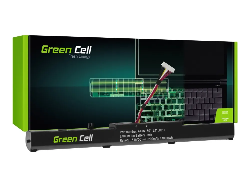 Green Cell - Batteri til bærbar PC (tilsvarer: ASUS A41N1501) - litiumion - 3200 mAh - svart - for ASUS ROG GL752VW  VivoBook Pro N552VW  N552VX  N752VX