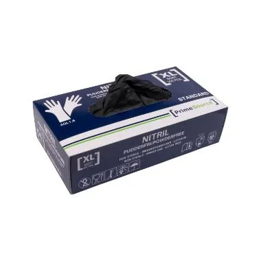 Handske Engangs Prime Source STANDARD str XL Nitril uden Pudder Sort AQL 1.5,100 stk/pk