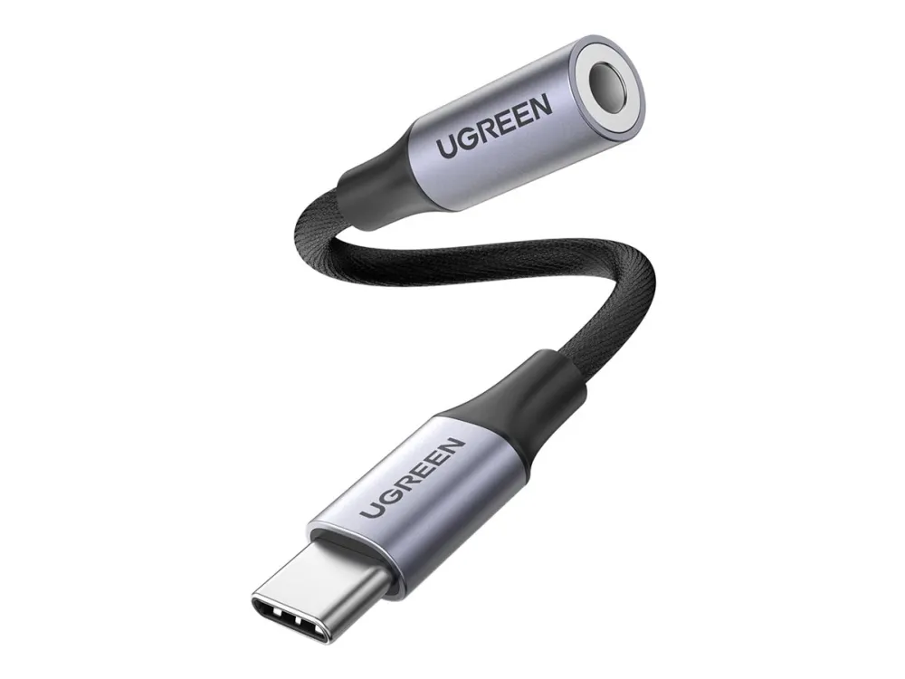 Ugreen - USB-C til hodetelefons-jakkadapter - USB-C hann til mini-phone stereo 3.5 mm hunn - grå