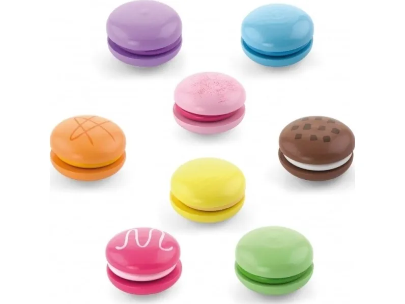Viga tre-kake-sett med fargerike makroner Viga Toys, 8 deler