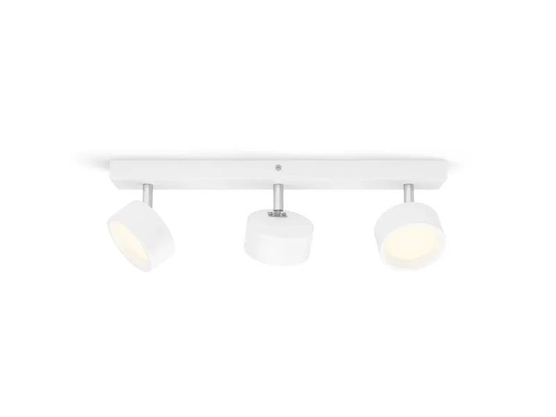 Philips Bracia-spotlys til tak/vegg, 3 stk., Spotlight på skinne, 3 ampuller, LED, 2700 K, 1650 lm, Hvit