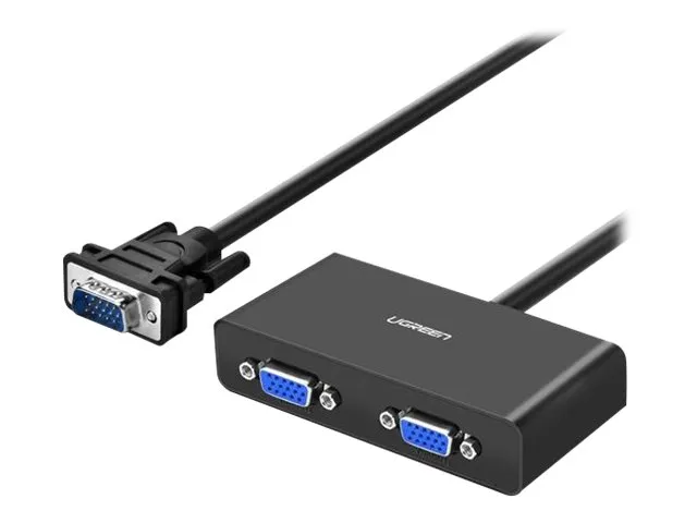 Ugreen - VGA-splitter - HD-15 (VGA) (hann) til HD-15 (VGA), Micro-USB type B (hunn) - 5 V - 25 m - tommelskruer - svart