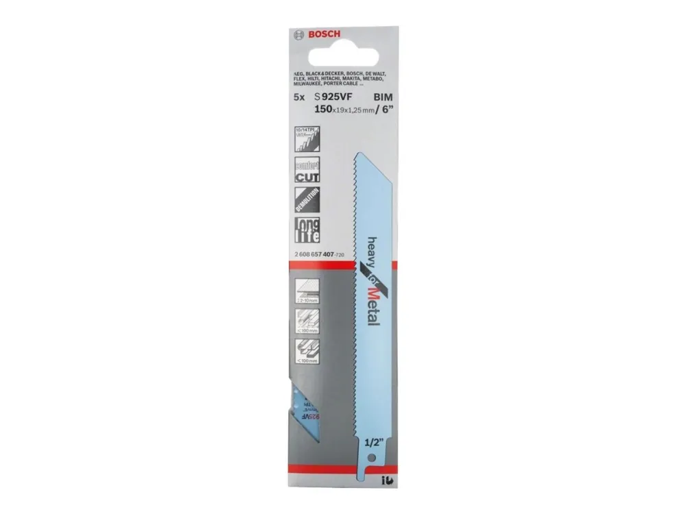 Bosch heavy for Metal S 925 VF - Sagblad - for rør, blikk, profiles - 5 deler - lengde: 150 mm - bredde: 19 mm