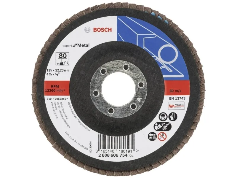 Bosch tilbehør 2608606754 X551 lamellslipeskive diameter 115 mm hull 22,33 mm korn 80 stål 1 stk