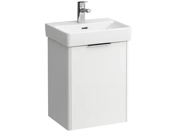 Laufen Base hvitt vaskeskap med høyrehengslet dør - mål: H53 x B41,5 x D32 cm. Håndvask #626942000 må bestilles separat.