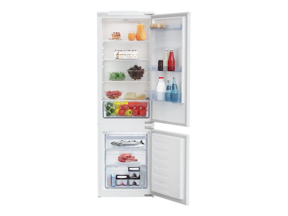 Beko BCSA285K4SN - Kjøleskap/fryser - bunnfryser - innebygd - bredde: 54 cm - dybde: 54.5 cm - høyde: 177.5 cm - 271 liter - Klasse E - hvit