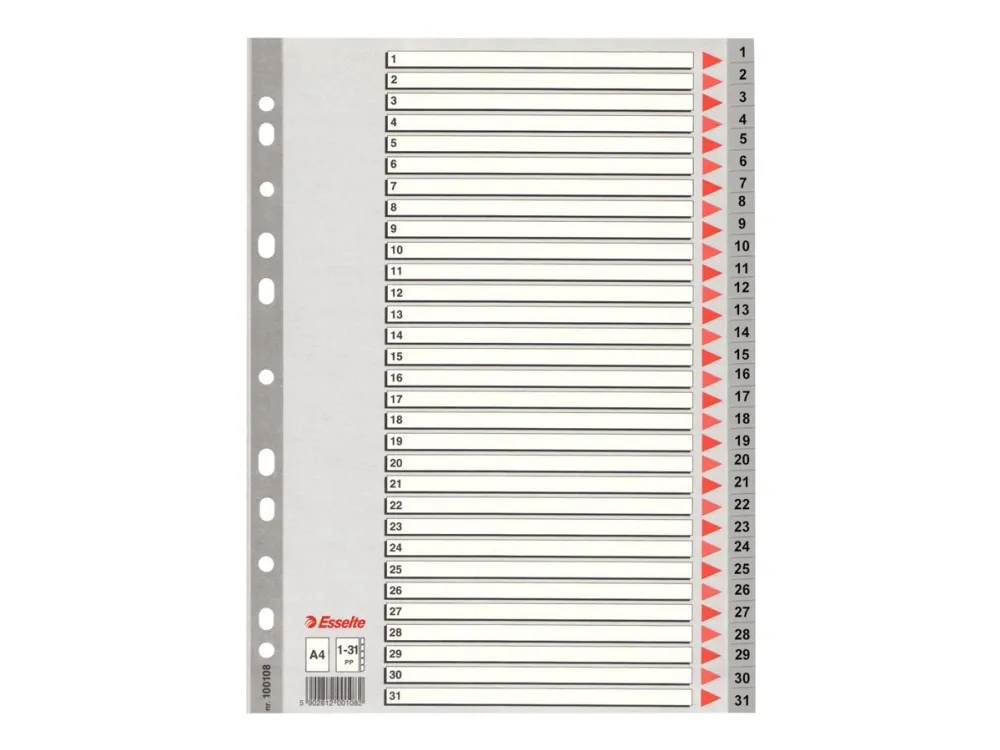 Esselte - Inndeler - 31 deler - fortrykt: 1-31 - for A4 (210 x 297 mm) - med fliker