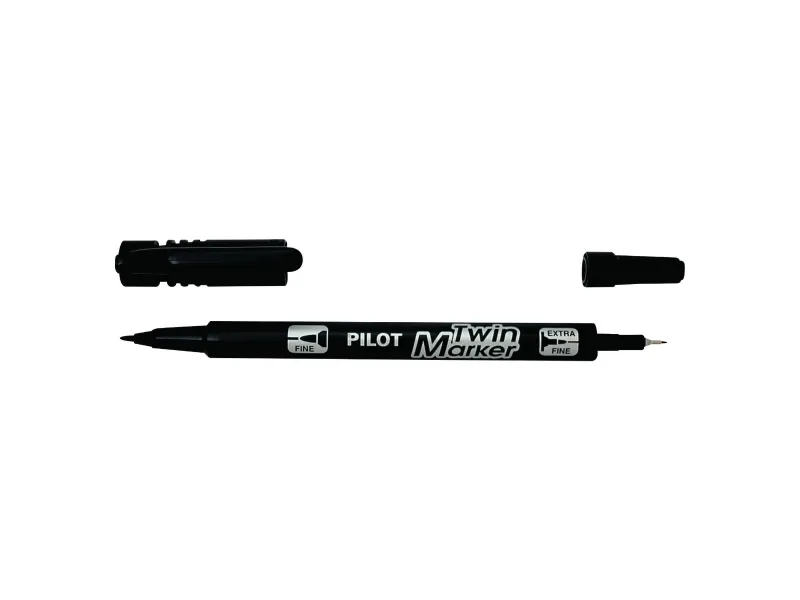 Permanente markere, PILOT Twin Marker, 0,3/0,5 mm, sort, pakke med 10 stk