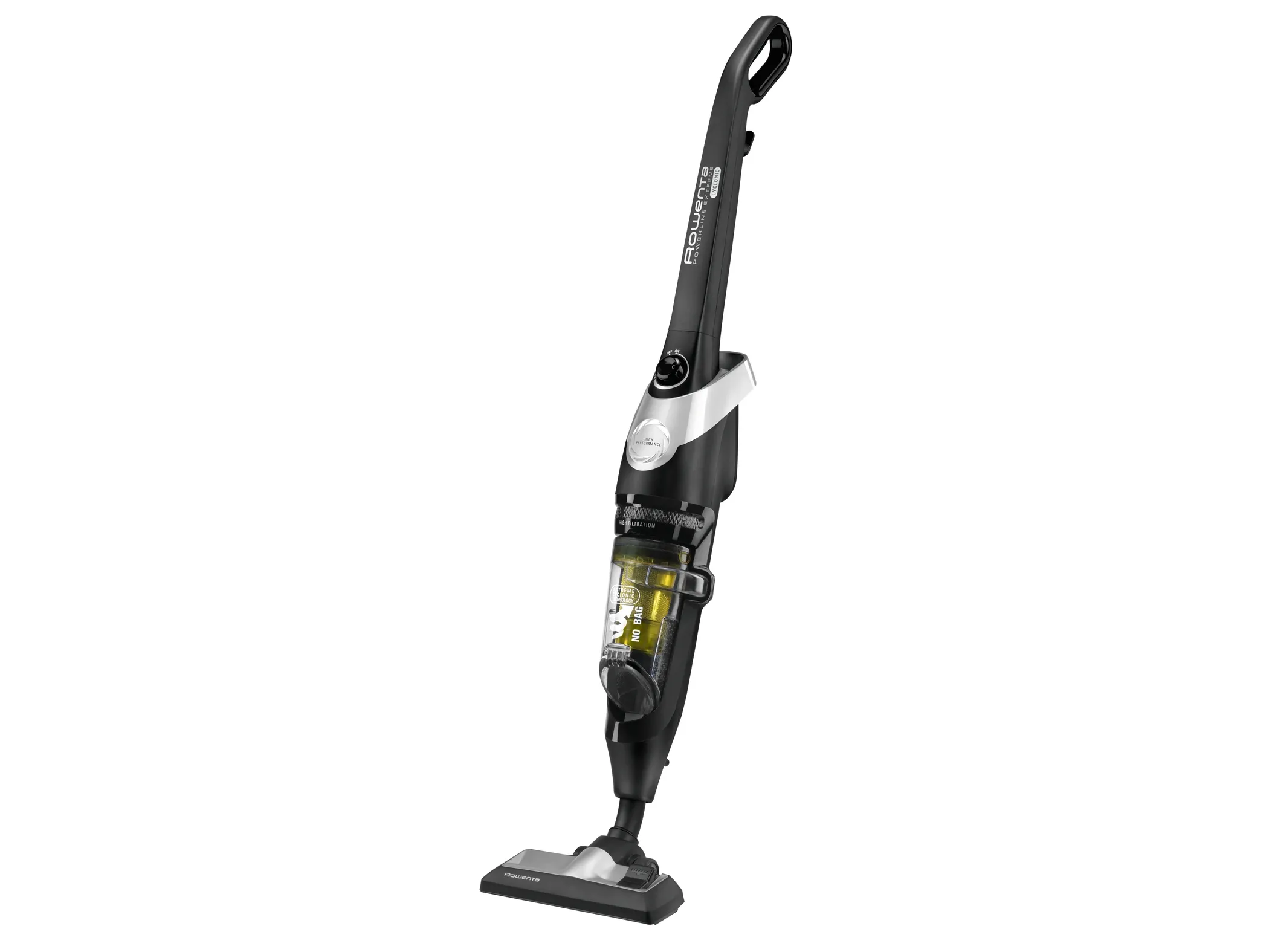 Rowenta RH8155WA, Støvsuger med stang, Uten pose, Svart, Sølv, Gult, 0,9 l, Plast, CE