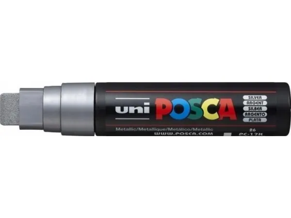 Paintmarker, Uni Posca, PC-17K, 15MM Rund spids, silver, permanent - (5 stk.)
