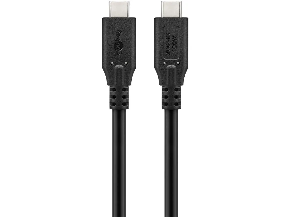 Goobay 74197, 2 m, USB C, USB C, USB4 Gen 2x2, 20 Gbit/sek., Sort