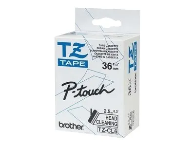Brother TZe-CL6 - Rull (3,56 cm x 8 m) 1 kassett(er) rensebånd - for P-Touch PT-3600, 530, 550, 9200, 9400, 9500, 9600, 9800, D800  P-Touch Cube Pro PT-P910