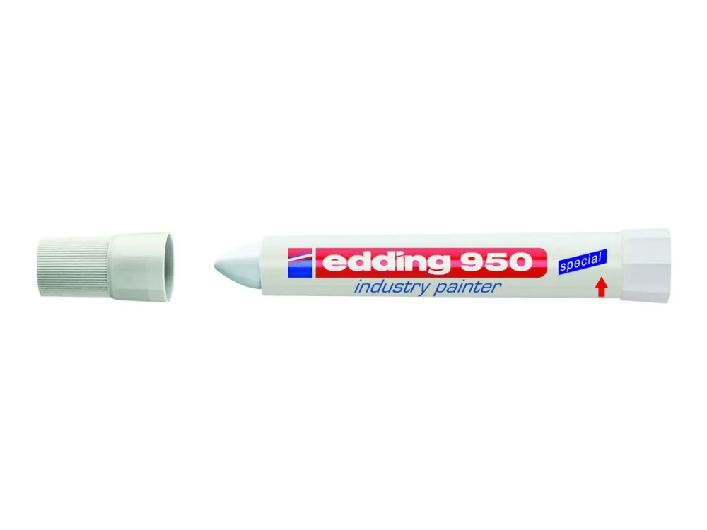 edding 950 industry - Markørstift - permanent - for metall, papir med ru overflate - hvit - 10 mm - retraktil