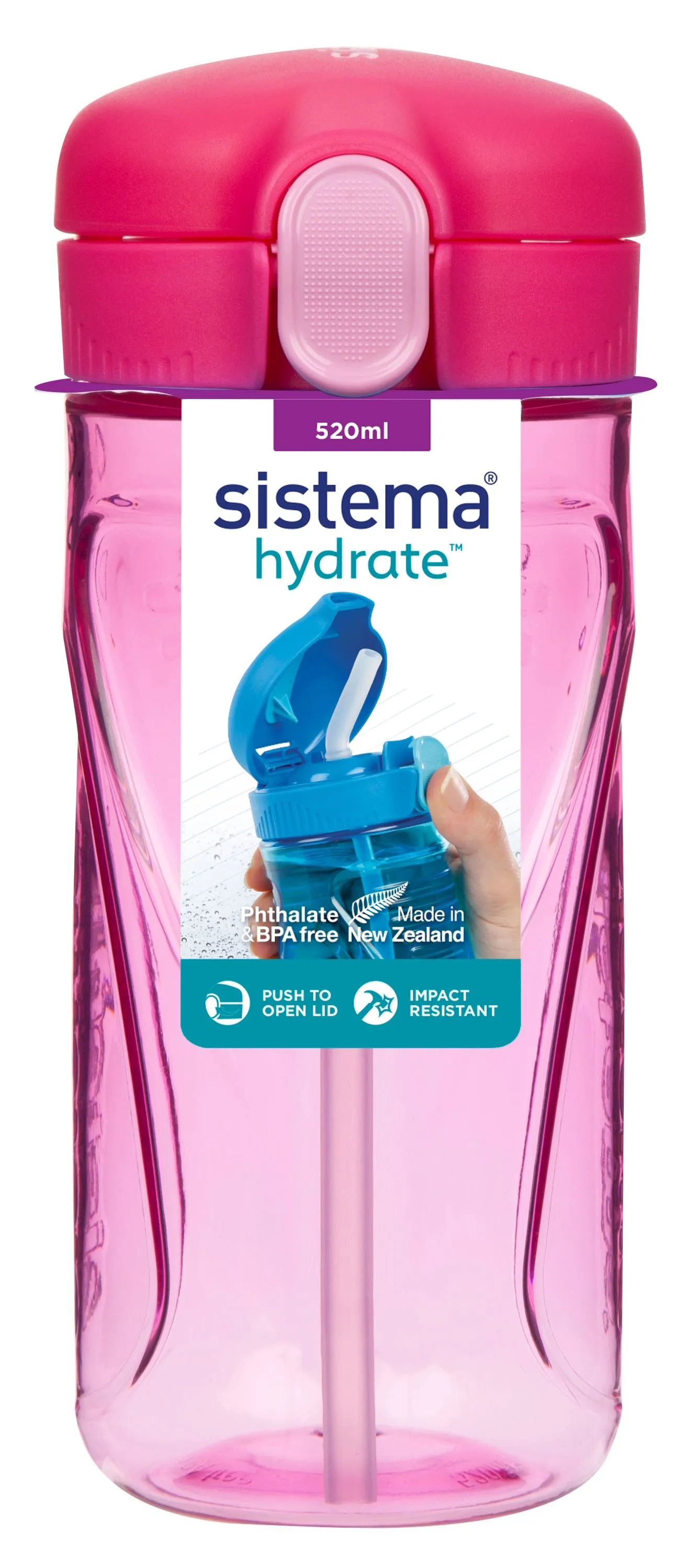 Sistema 520 ml Tritan Quick Flip-flaske Pink