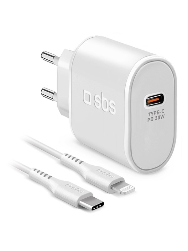 SBS 20W Charger - 1m MFI Lightning Cable - White