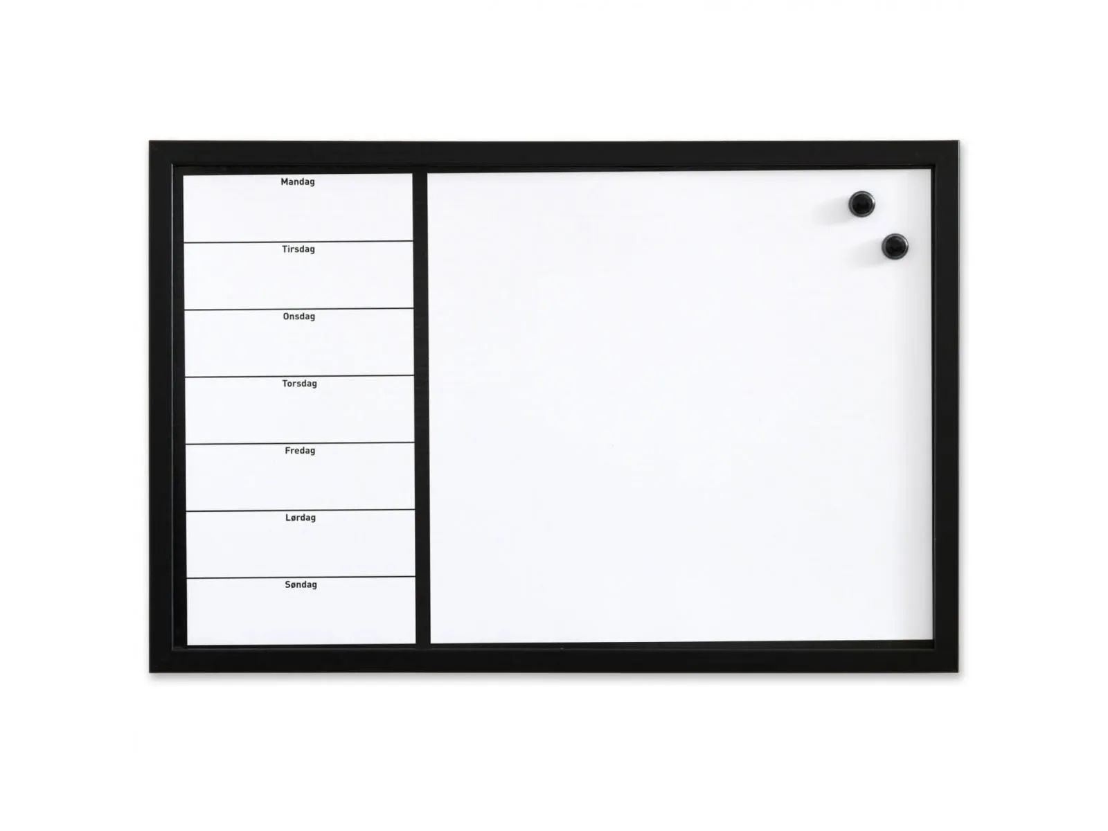 Magnetisk NAGA ugetavle whiteboard 60x40 cm hvid - dansk tekst