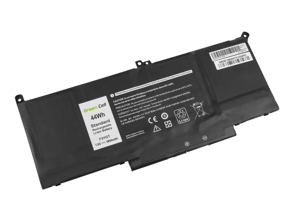 Green Cell - Batteri til bærbar PC (tilsvarer: Dell F3YGT) - litiumpolymer - 5800 mAh - 44 Wh - svart - for Dell Latitude 7280, 7290, 7380, 7390, 7480, 7490