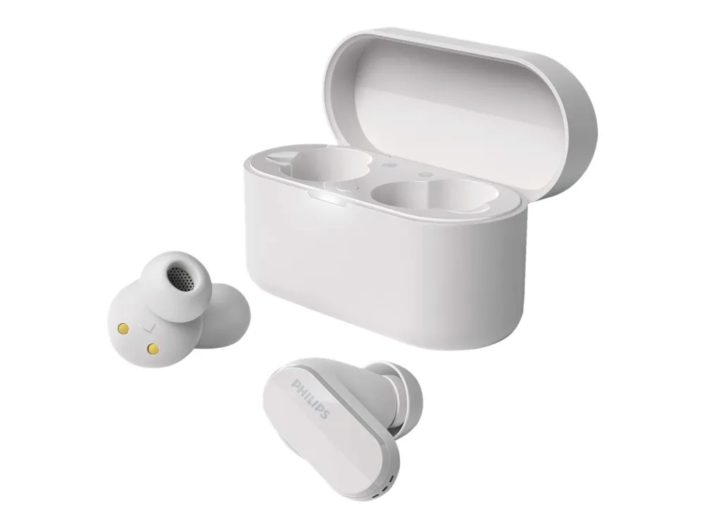Philips TAT3508WT - True wireless-hodetelefoner med mikrofon - i øret - Bluetooth - aktiv støydemping - hvit