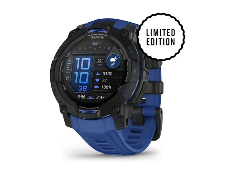 Garmin Instinct® 3 - 45 mm, AMOLED svart med utskiftbar silikonrem 22 mm Bolt Blue
