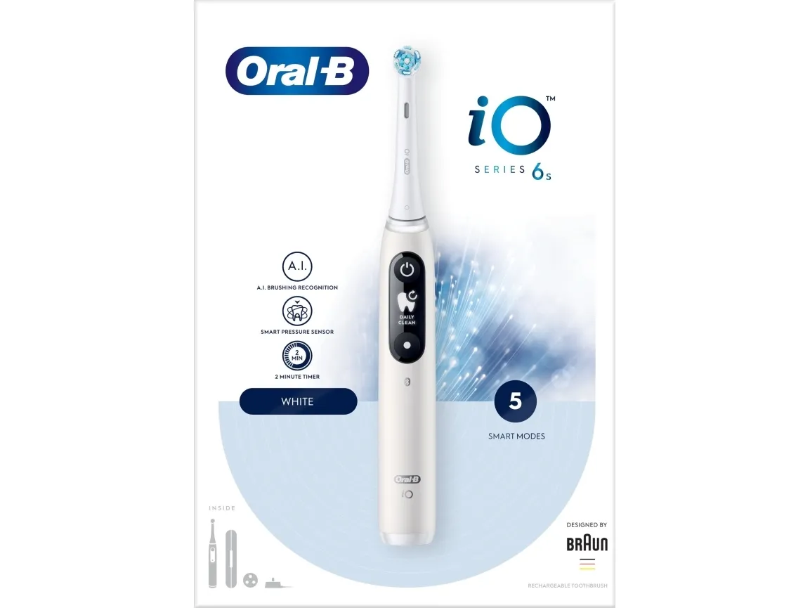 Oral-B iO 6 roterende tannbørste Daily Care Gum Care Intensive Sensitive for hvitere tenner grå
