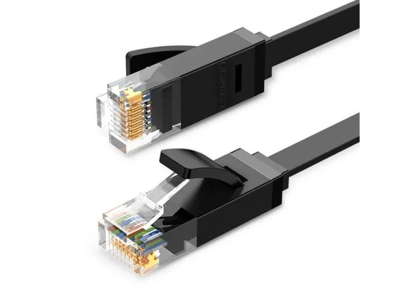 Flat nettverkskabel UGREEN Ethernet RJ45, Cat.6, UTP, 8m (svart)
