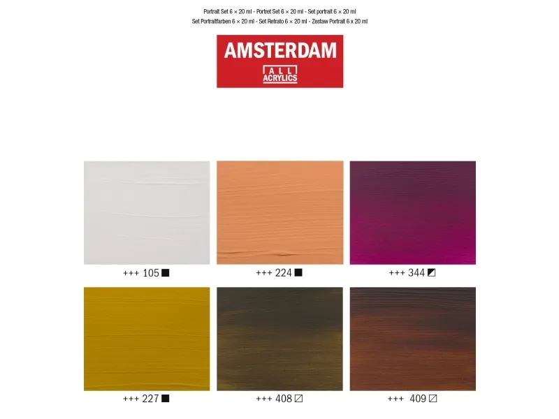 Amsterdam Standard Series portrettsett med akrylmaling | 6 x