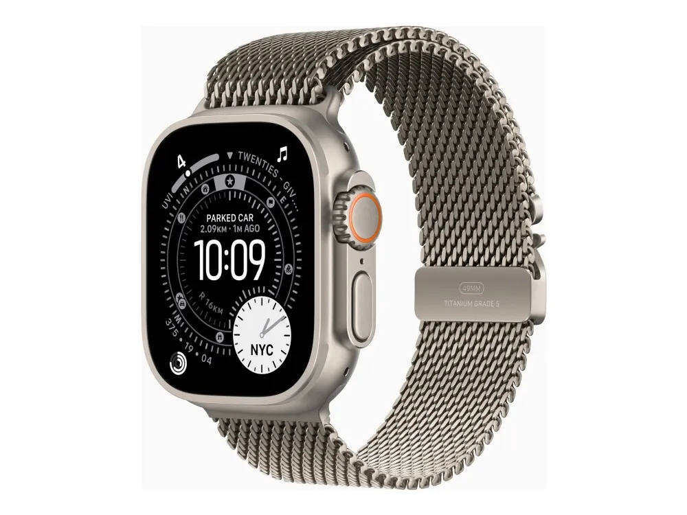Apple Watch Ultra 3 GPS + Cellular 49mm Natural Titanium Case with Natural Titanium Milanese Loop - Small