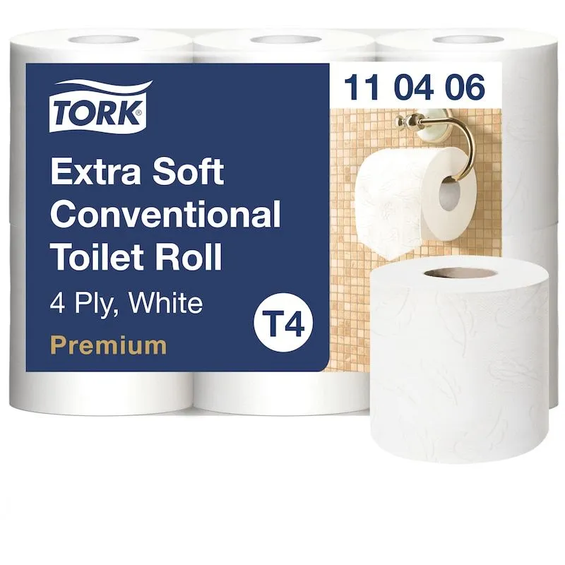 Toalettpapir Tork T4 Ekstra Mykt Premium, 4-lags, hvitt - (7 pakker x 6 ruller)