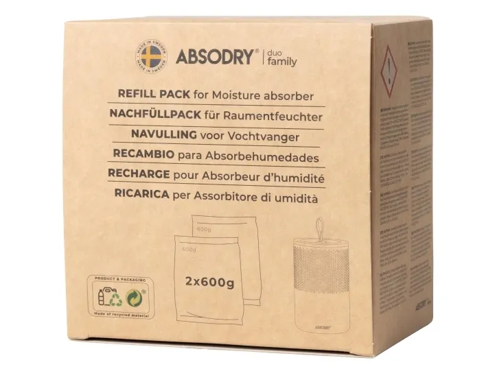 Påfylling av fuktabsorberende Absodry 2 x 600 g