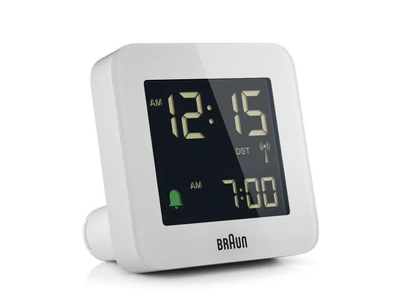 Braun BC09-DCF, Digital vekkerklokke, firkant, Hvit, 12/24h, LCD, Batteri