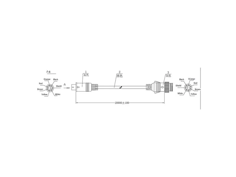20 m. Kabel-6 pin vådt miljø