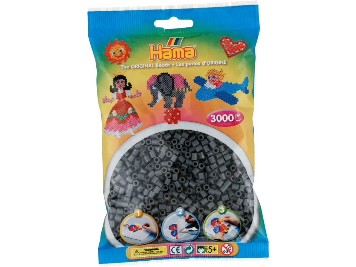 Hama Beads 201-71, Grå, Rørperle, 3000 stykker