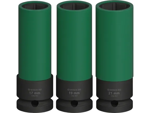 Bosch 2 608 003 033, Støpselsett, 1/2, Metrisk, 3 hoder, 17,19,21 mm, 86 mm