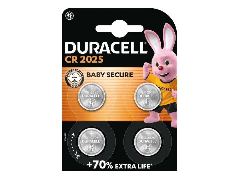 Duracell 81575810, Oppladbart batteri, CR2025, Nikkelmetallhydrid (NiMH), 3 V, 4 stykker