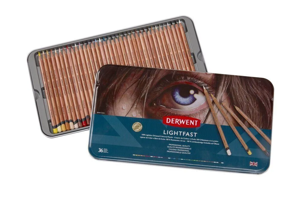 Derwent Lightfast Pencil 36 stk. i tinæske - oliebaseret farveblyant