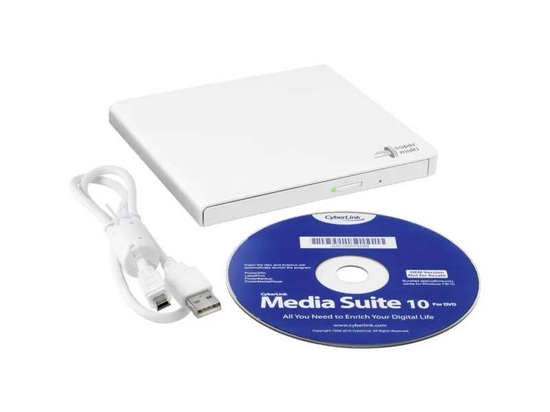 LG GP57EW40 - Platestasjon - DVD±RW (±R DL) / DVD-RAM - 8x/8x/5x - USB 2.0 - ekstern - hvit