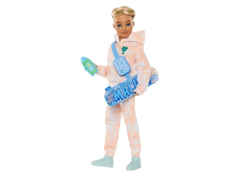 Barbie Dream Besties Ken-motedukke med 9 tilbehørsdeler med sommer- og skateboardtema, Motedukke, Hankjønn, 4 år, Jente, 268 mm, 170 g