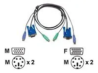 ATEN 2L-5003P/C - Tastatur / video / musekabel (KVM) - PS/2, HD-15 (VGA) (hann) til PS/2, HD-15 (VGA) - 3 m - for ATEN CS-142  MasterView CS-124, 84, 88, 9134  MasterView Lite CS142  MasterView Plus CS138