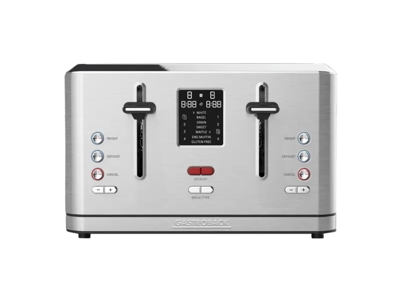 Gastroback Design Digital 4S, 4 skiver, Rustfritt stål, Knapper, LCD, CE, 1900 W