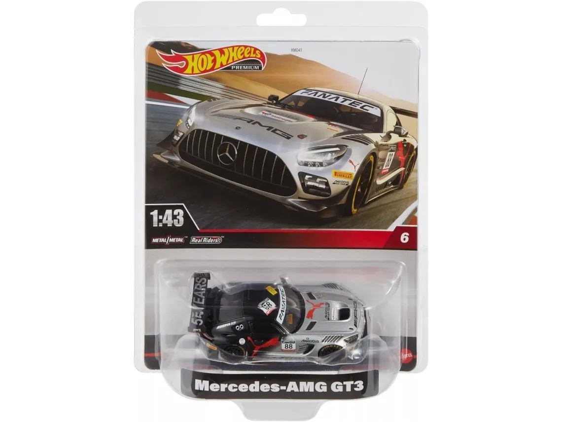 Hot Wheels PREMIUM 1:43RD Mercedes-AMG GT3 Vehicle, Bil, 14 år, Plast, Metall, Sort, Rød, Sølv
