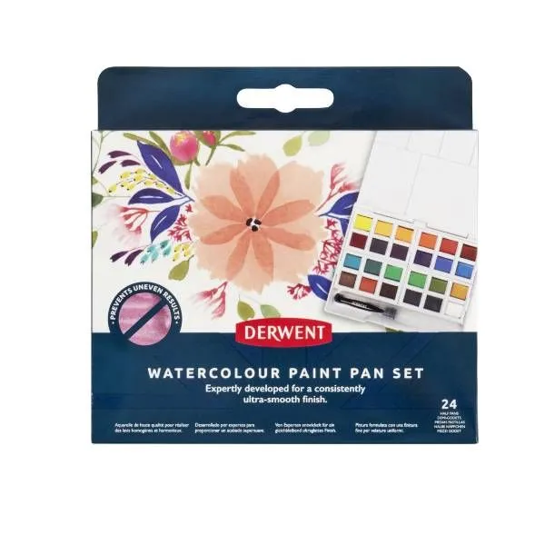 Derwent akvarellfarge i fargepanner 24 stk inkl. vannpensel