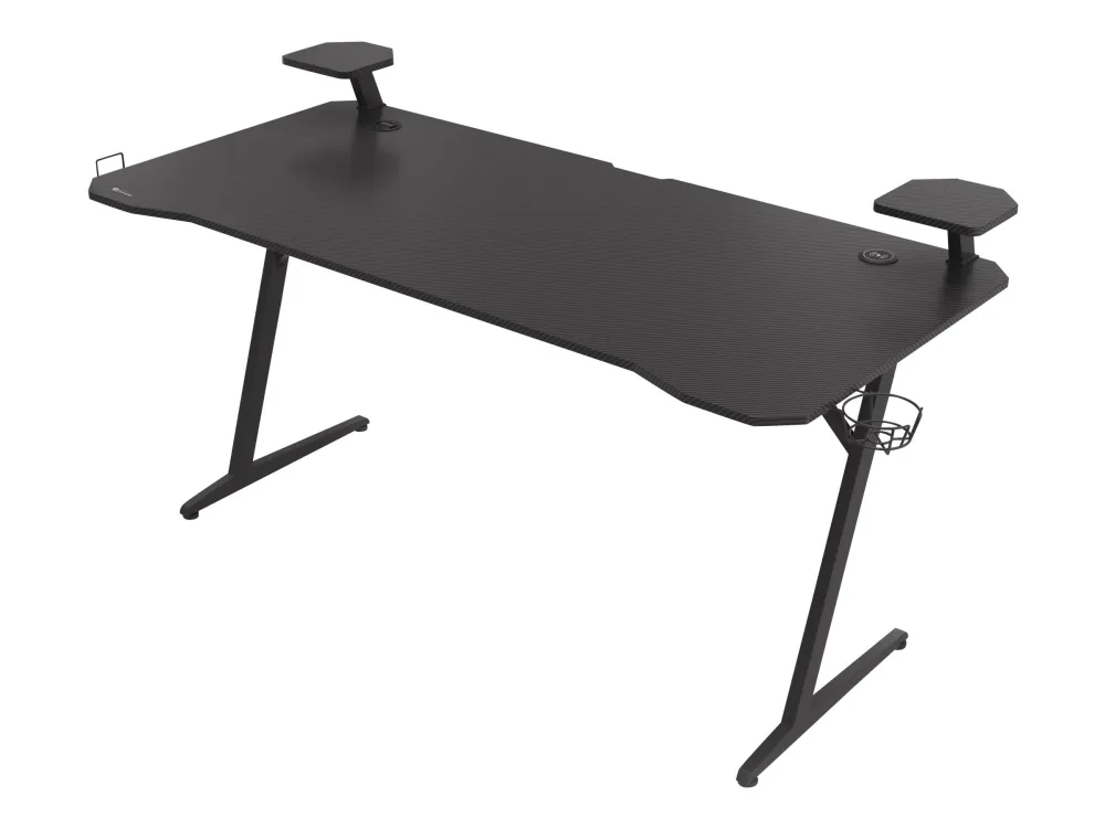 Genesis Holm 510 RGB - Skrivebord - rektangulær med konturerte hjørner - svart - svart sokkel