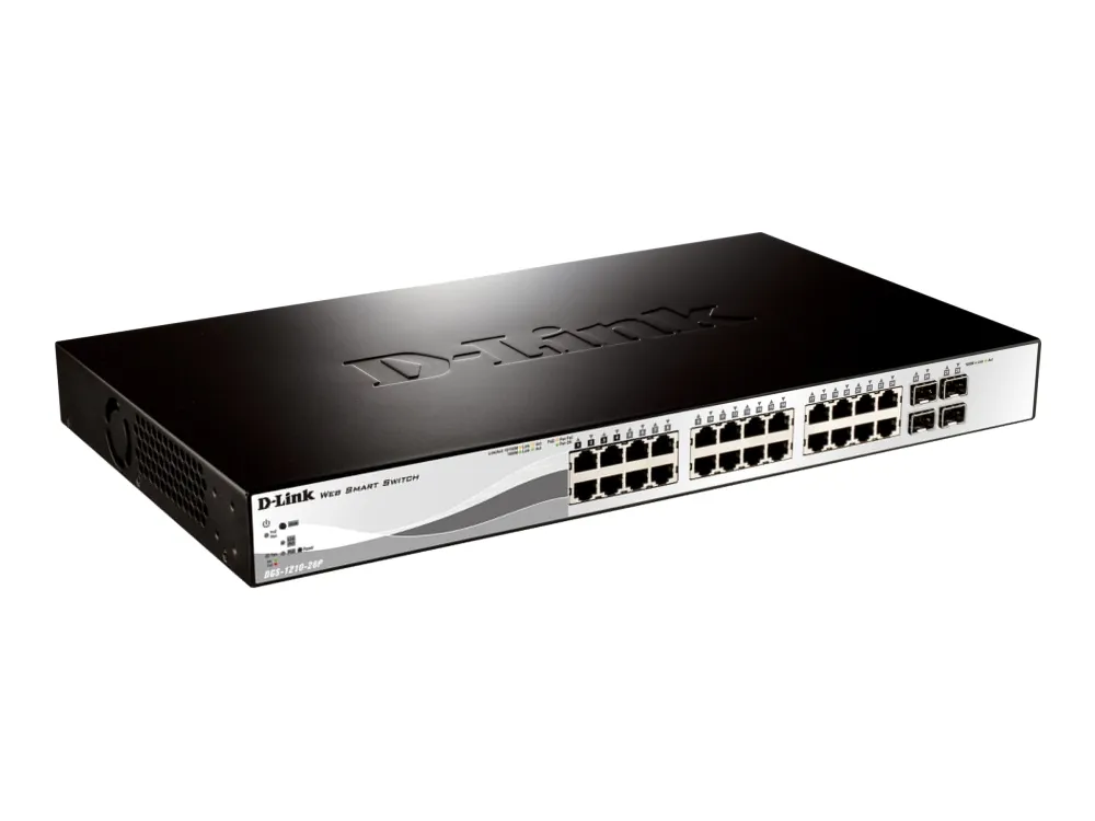 D-Link Web Smart DGS-1210-28P - Switch - Styrt - 24 x 10/100/1000 (PoE) + 4 x Gigabit SFP - stasjonær, rackmonterbar - PoE