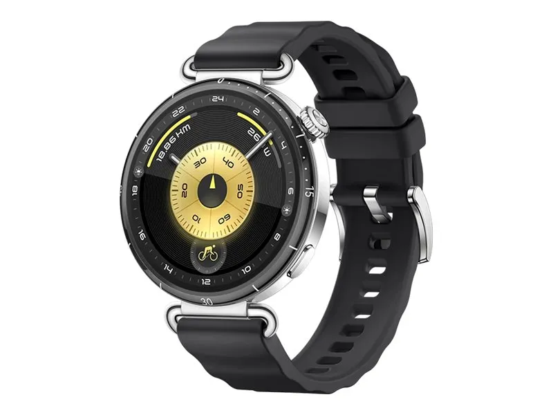 Huawei Watch GT 6 - 41 mm - rustfritt stål - smartklokke med stropp - fluorelastomer - svart - håndleddstørrelse: 120-190 mm - display 1.32 - Bluetooth 6.0 BR/EDR + BLE, NFC - 37.5 g