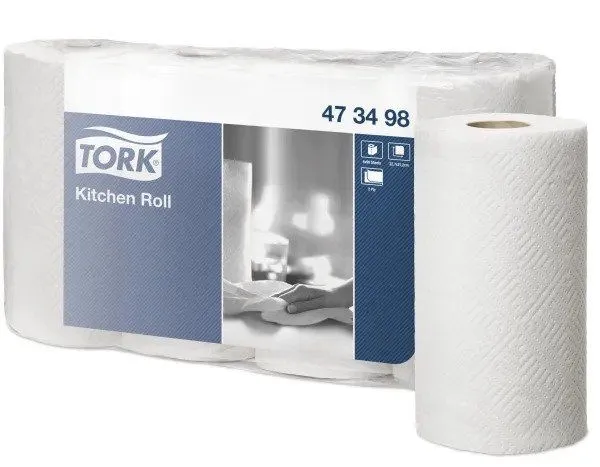 Køkkenrulle Tork hvid 2-lags 20,4m, pakke med 20 ruller, velegnet til aftørringsopgaver i hverdagen
